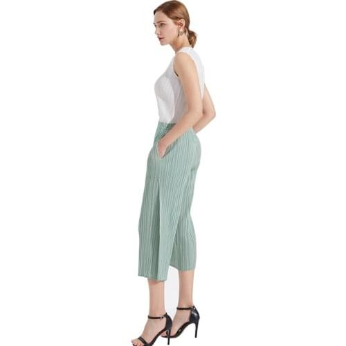 Miyake Pleated plus size pants seven womens trousers loose korean streetwear women harem pants TP5035
