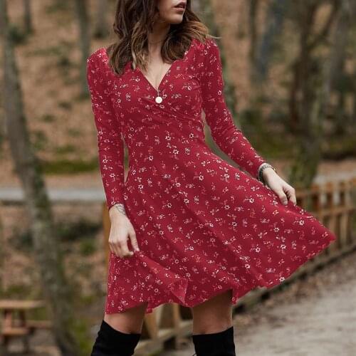 Women Bohemian Dress V Neck Summer Dresses Manches Long Sleeve Robe Retro Elegant Party Club Casual Dress Female Dresses 2021