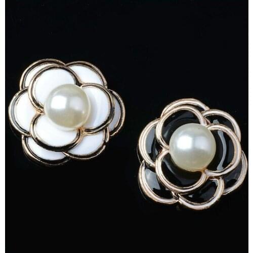10pcs Pearl center ally flower buttons flatback embellishment for Craft DIY hair bow flower