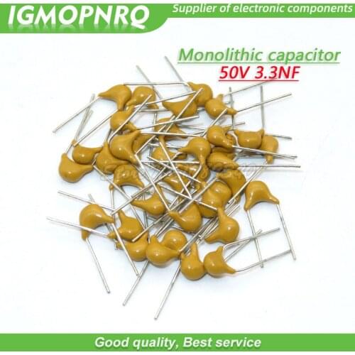 200PCS/lot 3.3NF 3300PF 10% 5.08MM 332 50V 3300P MLCC multilayer monolithic ceramic capacitor size:0805