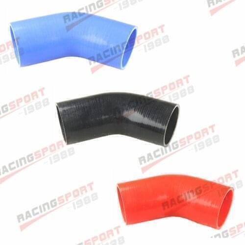 3" 76mm ID 4Ply 45 Degree Silicone Elbow Hose Turbo Coupler Pipe Blue/Black/Red