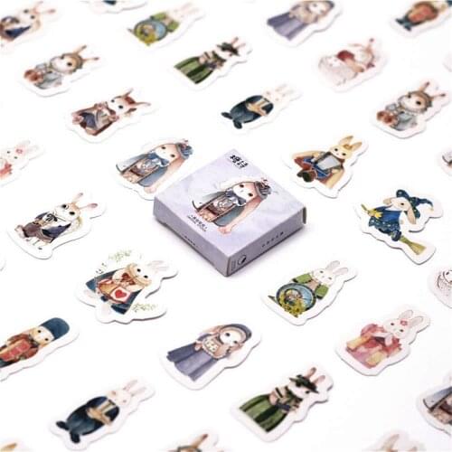 40 PCS Tall Spare Young Rabbit Sticker Animal Decals Stickers Gifts for Children to Laptop Suitcase Guitar Fridge Bicycle Car