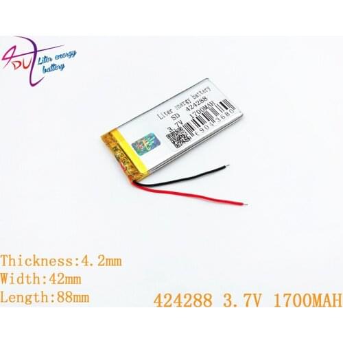 424288 3.7V 1700MAH 404090 Lithium Polymer Li-Po li ion Rechargeable Battery cells For Mp3 MP4 MP5 GPS mobile bluetooth
