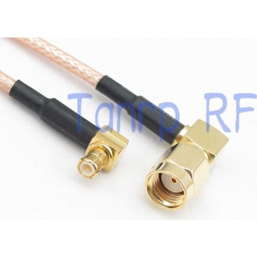 50CM Pigtail coaxial jumper cable RG316 extension cord 20in RP SMA male plug to MCX male both right angle RF adapter connector