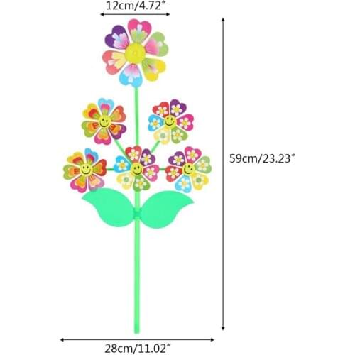6 Wheel Cartoon Windmill Toys Whirligig Wind Spinner Pinwheel Yard Garden Decor