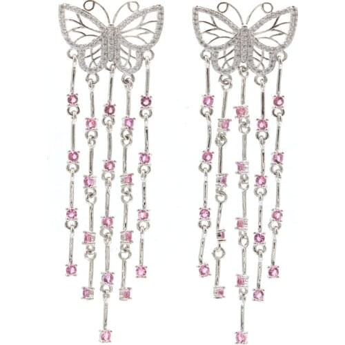 40x13mm Pretty Created Lace Green Peridot Gift For Ladies Wedding Silver Earrings