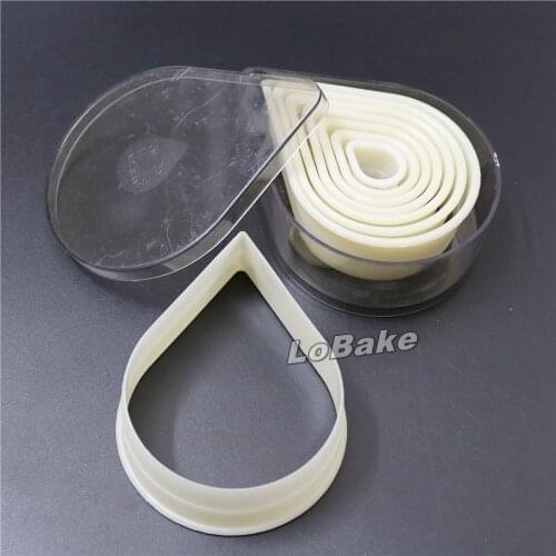 8pcs/set) Flat Edge Water-drop shaped High Grade Nylon Plastic Cookie biscuit Cutter soap mold for DIY Home Baking Supplies