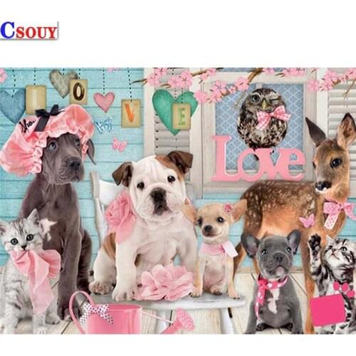 Love Animals Diy Diamond Embroidery Cat & Dog Diamond Mosaic Drawing Full Square Round Drill Diamond Painting Cross Stitch Decor