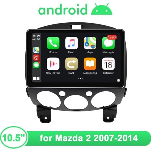 10.5 Inch Head Unit Autoradio 1Din Android 10 Car Radio Stereo Multimedia Player For Mazda 2 2007 2014 Carplay Android Auto 4G