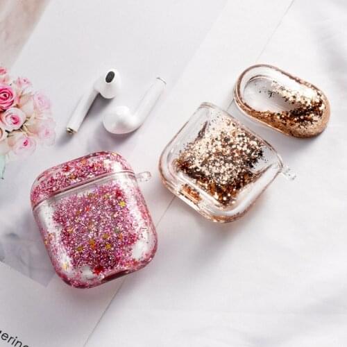 Glitter Liquid Earphone Cover for AirPod 2 Dynamic Liquid Earphone Case Cover for AirPods Pro Shell Protector
