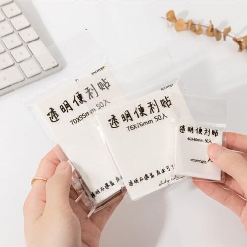 50 Sheets Waterproof Simplicity Ins Style Transparent Sticky Note Decoration Student Study Memo Pad School Office Supplies