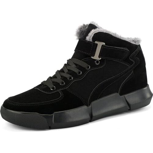 Brand Men Winter Boots Warm Thicken Fur Mens Ankle Boots Fashion Male Business Office Formal Leather Shoes kl9