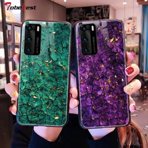 Luxury Marble Gold Foil Phone Case For Huawei Honor 30 30S 20 10 9 8 Lite Pro Coque Epoxy Silicone TPU Back Cover