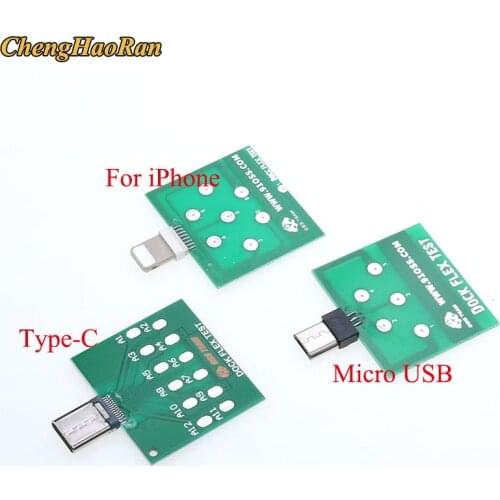 ChengHaoRan 1pcs Micro USB PCB Test Board Charging Dock Flex Tester for iPhone Andorid Type-C usb3.1 Smartphone repair Connector