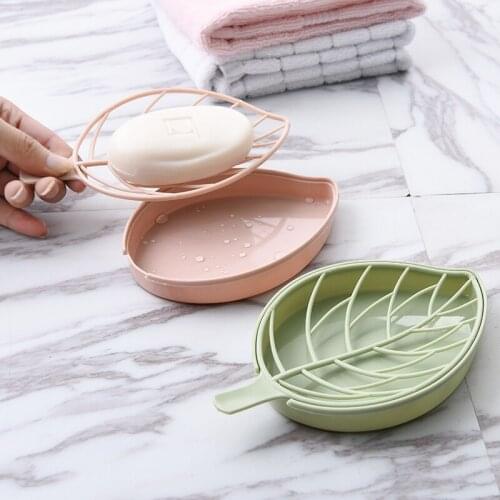 Leaf Shaped Soap Holder Bath Container Soap Box Plastic Case Laundry Soap Dish Portable Storage Plate Tray Bathroom Supplies
