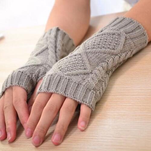 Knitted Long Hand Gloves Womens Warm Embroidered Winter Gloves Fingerless Gloves For Couple Unisex Guantes Invierno Mujer Luvas