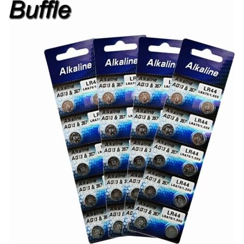 40pcs/4pack Buffle AG13 Button Cell Coin Batteries 357A/LR44 LRA76 L1154 1.5V Watch Battery SR44W 1107SO 157 303 357