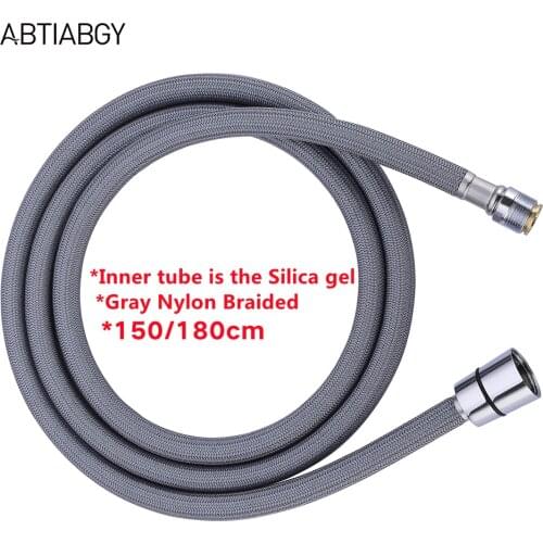 F1/2 M15*1 Nylon Braided Flexible Hose Kitchen Faucet Pull Out Hose Motion Connetor Plumbing Hose Silica Gel Inner Tube Gray