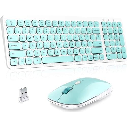 Wireless Keyboard Mouse Compact Wireless Keyboard and Mouse Set Less Noise Keys 2.4G Ultra-Thin for Windows Computer PC Notebook