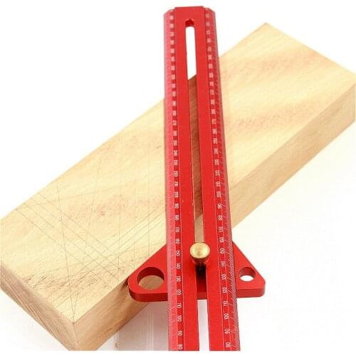 Aluminum Alloy Ruler Multifunctional Woodworking Angle Scriber Line Drawing Marking Gauge Wood Workshop Measuring Tools