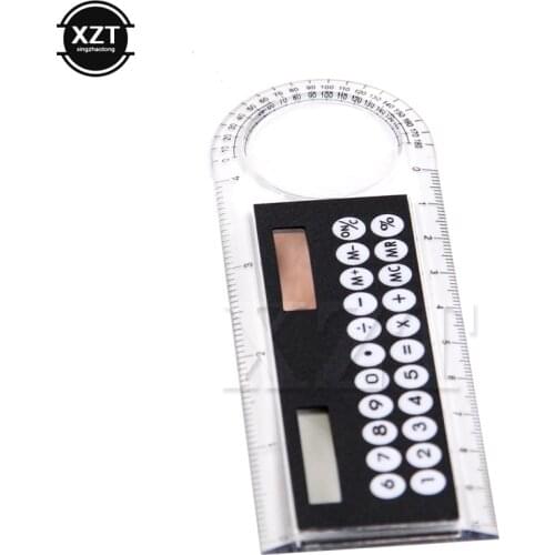 1pcs 3 in 1 Mini Plastic Arithmetic Ruler with Calculator and Magnifier Function-Childrens Stationery Solar hot sale