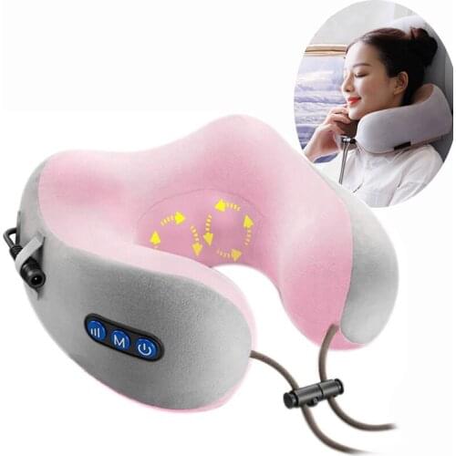 Multifunctional U-shaped Pillow Massage Pillow Electric Neck Massager Portable Shoulder Cervical Massager Travel Home Car Relax