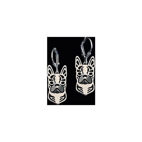 Fashion Style Handmade Cartoon Alloy Boston Terrier Stud Earring golden color plated mini dog Earing jewelry 12pair/lot