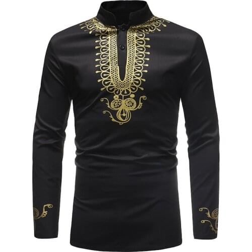 Mens African Dashiki Print Mandarin Collar Dress Shirt 2020 Autumn New Men African Clothes Hip Hop Streetwear Camisas Hombre 3XL