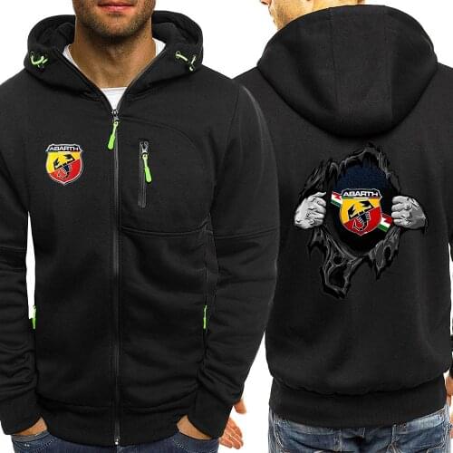 Mens ABARTH Logo Print Custom Punk Casual Harajuku Gradient Color Hoodies Man Jacket Zipper Punk Leisure Sweatshirts