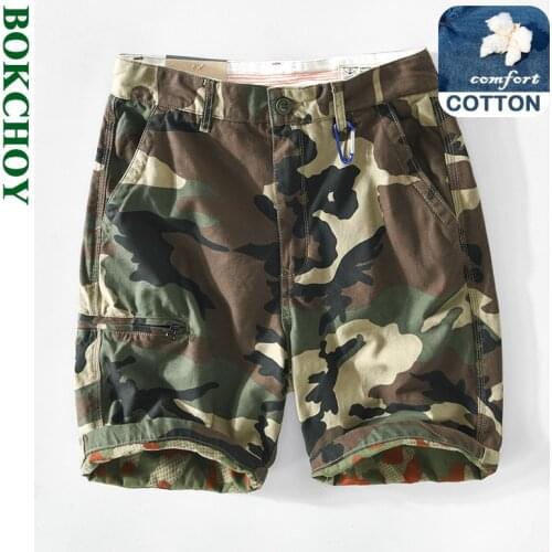 Mens Camouflage Shorts Cotton Pocket Casual Five-point Pants GA-T115