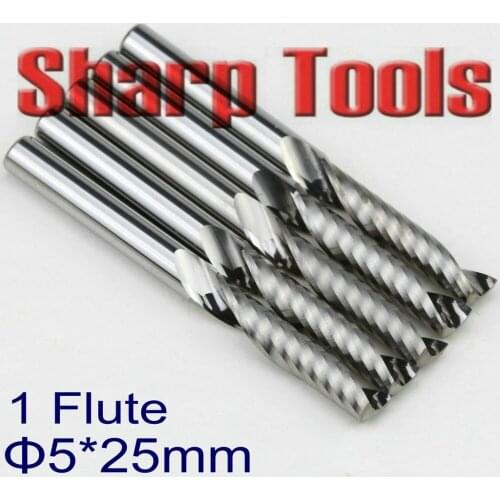 5*25MM Single Flute Tungsten Carbide Cutter Router Bits CNC End Mill Set for Acrylic Hi Quality Spiral Bit Cutter Milling Tools