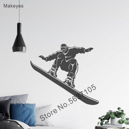 Makeyes Snow Boarder Wall Sticker Sport Snowboard Pattern Wall Decals Home Livingroom Window Art Wall Decor Vinyl Design Q048