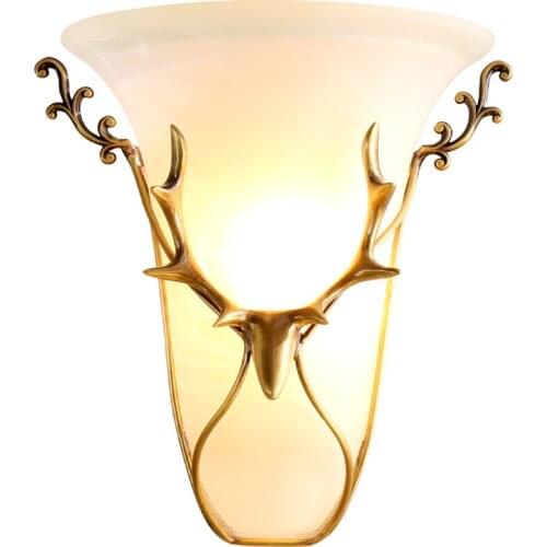 Nordic copper antle glass wall lamps bedroom living room balcony background headlights American wall sconces lights de fixtures