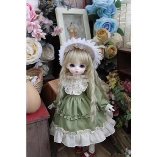 BJD doll clothes suitable for 1/3 1/4 1/6 blythes size giantight green pastoral Qingshin-style doll accessories (skirt + headdre