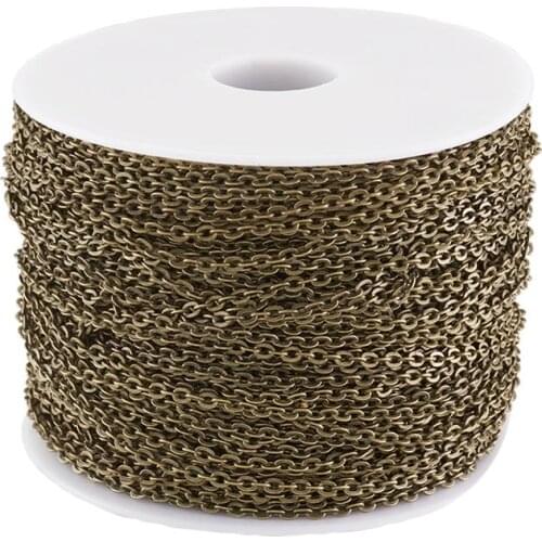 Pandahll 3x2x0.6mm 100m/roll Unwelded Iron Cable Chains with Spool, Popular for DIY Jewelry Making, Important Decoration F80