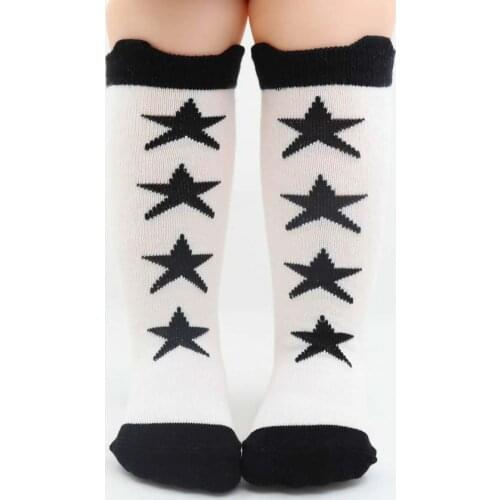 Star Pattern Black White Baby Girls Knee Socks 2017 New Arrivals Childrens Socks Cute Long Cotton Kids Boy Meias School Sock