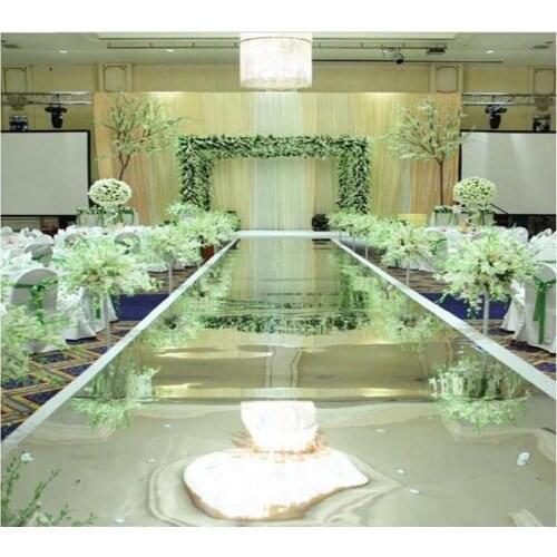 Luxury Wedding Centerpieces Favors Mirror Carpet Rug Aisle Runner 1M Width Gold Silver Color For Wedding Party Decoration
