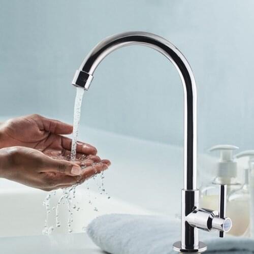 Stainless Steel Single Cold Hole Kitchen Faucet Tap Mixer Sink Deck Mounted Water Single Cold Kitchen Tap