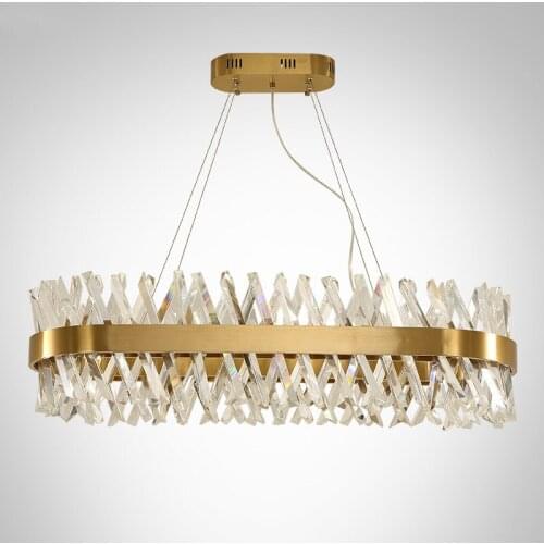Modern Dining Room Dimmable Led Pendant Lamp Lustre K9 Crystal Suspend Lamp Gold Metal Hanging Lamp Drop Light For Living Room