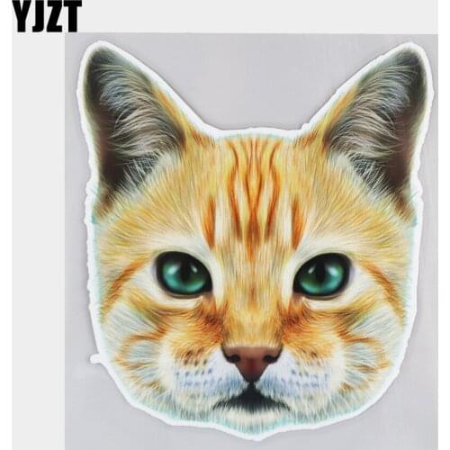 YJZT 15×16.9CM Cartoon Cat Portrait Fashion Body Window Glass Decoration Stickers Car Accessories 21A-0009