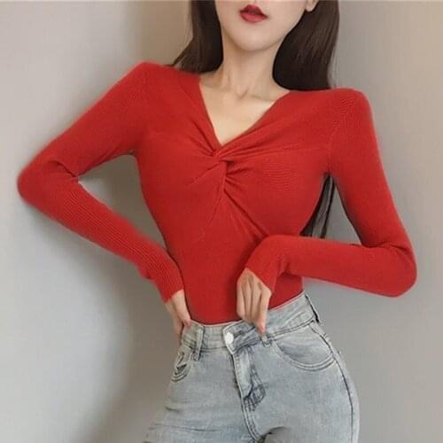 Women Summer Style T-Shirts Tops Lady Casual Long Sleeve V-Neck Solid Color Blue Black White Tshirts Tees ZZ0384