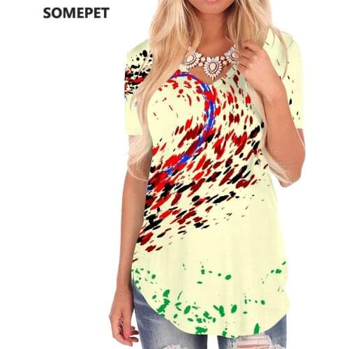 SOMEPET Love T-shirt women Graphics Tshirts Printed Abstract T-shirts 3d Creativity V-neck Tshirt Womens Clothing Punk Rock