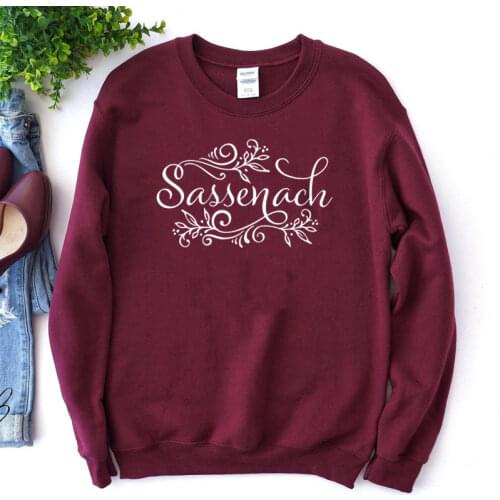 Sassenach Printed Women Oversized Sweatshirt Femme Summer Long Sleeve O-neck Jumpers Black Tops Boat Outlander Book Series Shirt