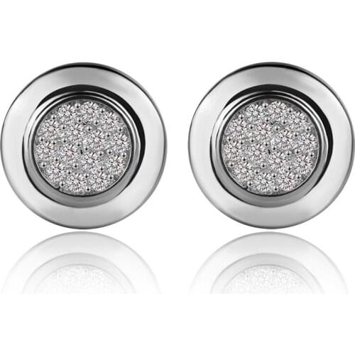 New Top Quality Simple 925 Sterling Silver Round White AAA Zircon Earrings For Women Bridal Stud Earrings Wedding Jewelry Gifts