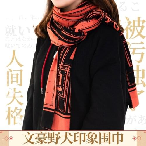 Anime Scarf Bungou Stray Dogs Osamu Dazai Nakahara Chuya Autumn Winter Warm Neckerchief Scarves Student Fashion Neck Scarf Gift