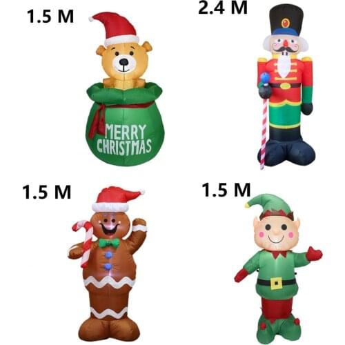 1.5M Christmas Inflatable Cute Bear Gift Yard Decor LED Lights Decor Blow Up Lighted Lawn Inflatable For Outdoor Indoor