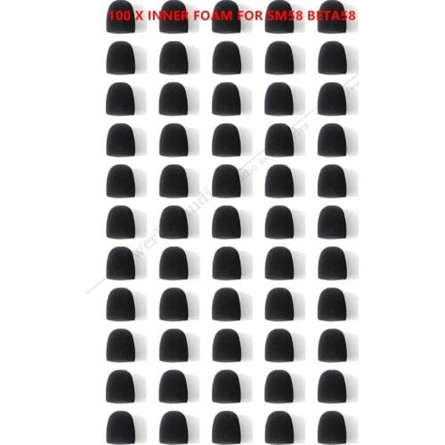 100PCS Microphone Sponage (inner) Windscreens Foam for Shure SM58 SM58S SM58LC BETA58 PG58 SLX24 grill Handheld Accessories