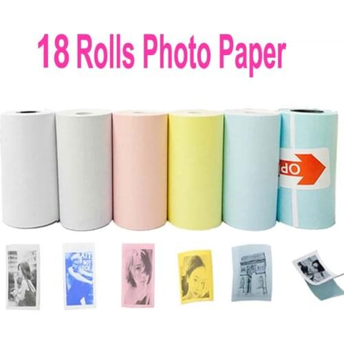 18 Rolls Color White Thermal Paper label Paper Sticker Paper For PeriPage PAPERANG Photo Printer Mini Pictures Printer