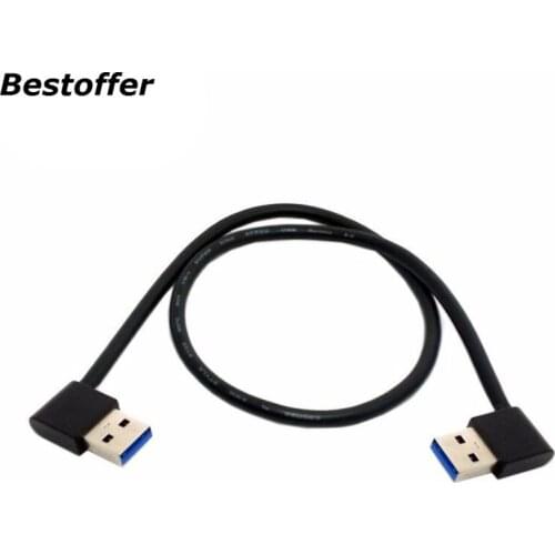 20cm/50cm USB3.0 USB 3.0 Type A Male 90 Degree Left Angled to Right Angled Extension Cable Straight Connection