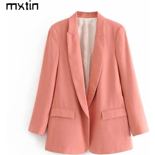 2021 Women Autumn Fashion Solid Blazers And Jackets Vintage Spring Pocket Work Office Lady Suit Business Female Blazer Coat